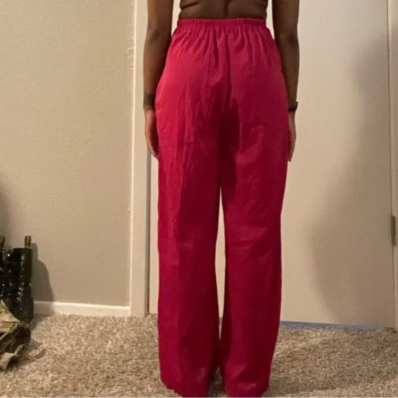 Elegant Pink Stretchy Waist Women's Pants - Picture 2 of 3